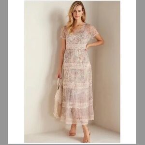 Soft Surroundings Althea Floral Dress Tiered Lace Size 18W